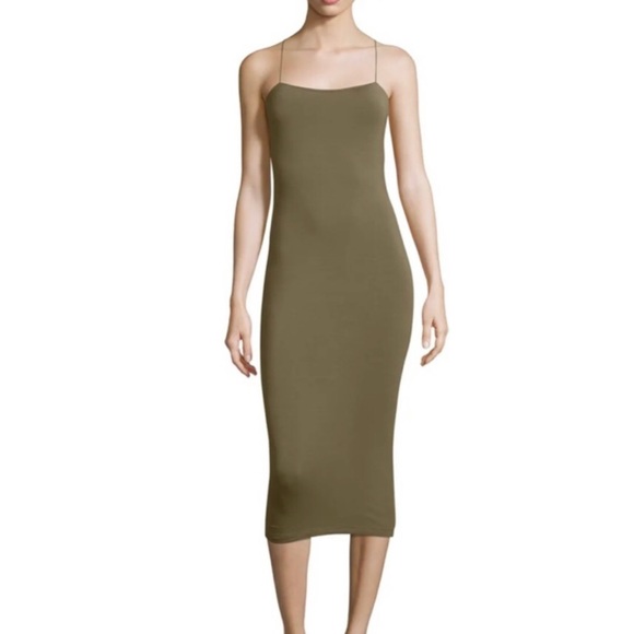 ALEXANDER WANG•T Modal Spandex Strappy Cami Tank Dress in Military (Olive) XS - Picture 9 of 10